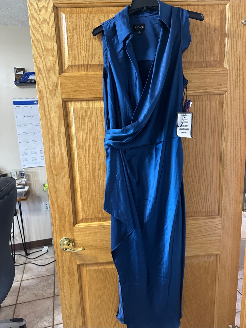 Xscape Royal Blue Satin Maxi Dress - Picture 6 of 9